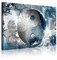 DekoArte 372 - Moderne Gemälde Digitalisierter künstlerischer Bilddruck | Dekorative Leinwand für Ihr Wohnzimmer oder Schlafzimmer | Yin Yang Stil Abstrakt Zen Farben Silber Blau | 1 Teil 120x80 cm