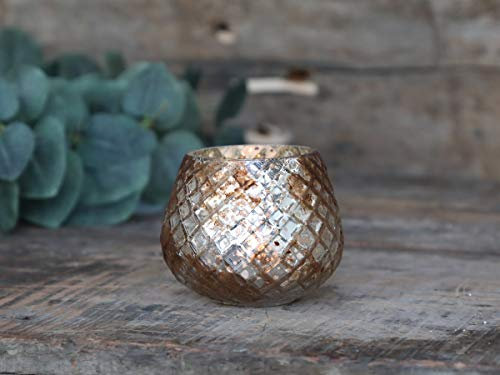 Teelichthalter Windlicht Kerzenglas antik Champagner Deko Landhaus Nostalgie Shabby Vintage French
