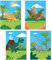 ChicResult 4er Set Dinosaurier Poster für Kinderzimmer Jungen oder Mädchen - Dino Bilder, Dino Poster (DIN A4 ohne Bilderrahmen)