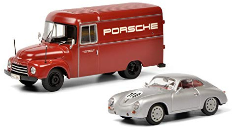 Schuco Set Opel Blitz Porsche, mit Porsche 356 Coupé, Modellauto, Limited Edition 750, Maßstab 1:43, rot/Silber