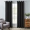 always4u Rideau Occultant Isolant Thermiques en Faux Lin, Double Rideaux Salon Moderne à Oeillets, Tissu Doux Infroissable Bon Teint, Gris Anthracite 140x175cm Lot de 2