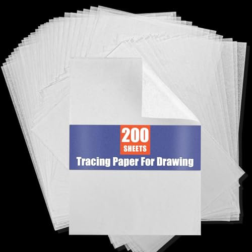 Transfer Paper Tracing Paper for Drawing Trace Paper - PSLER 240 Sheets White Translucent Tracing Paper with 5Pcs Pencil on Artist Lettering Sketch Drawing