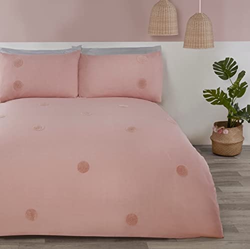 Sleepdown Besticktes, getuftetes Bettwäsche-Set mit Kissenbezügen, für Doppelbett (200 x 200 cm)