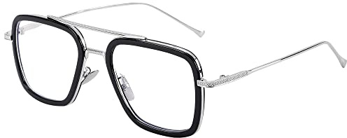 Onrtry Tony Stark Blaulichtblockierende Brille für Männer Frauen Retro Metallrahmen Iron Man Spider-Man Brille