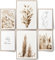 BLCKART Beige Love Pampasgras Poster Set Wohnzimmer Deko Boho (L | 2x A3 | 4x A4 | ohne Rahmen, BEIGE LOVE PAMPASGRAS V2)