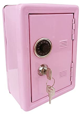 Kid's Coin Bank,URMAGIC 18cm Kids Piggy Bank Locker Safe with Single Digit Combination Lock and Key,Kids Safe Money Bank,Mini Password Money Bank,Small Cash Box,Cash Bank Box (pink)