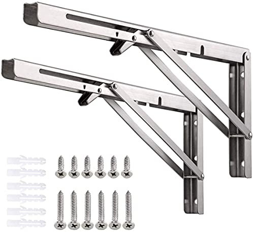 TOPSAL Klappkonsole Schwerlast Regalträger Klappbar Schwarze Klappregalhalterungen Tisch Klappschanier für Tischplatten Klapptisch Wandtisch, Platzsparend (300mm)
