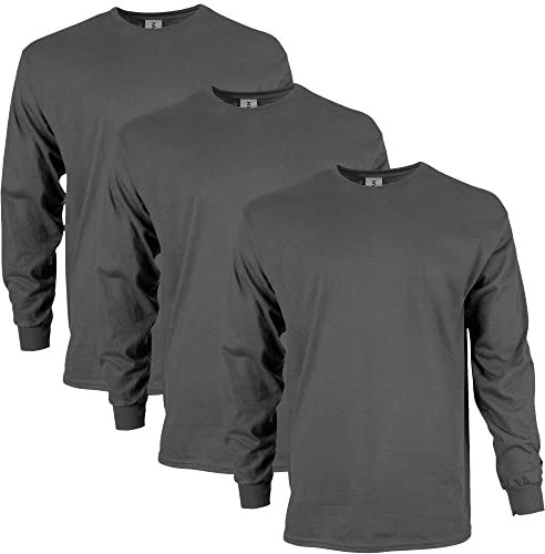 Gildan Unisex's Ultra Cotton Long Sleeve T-Shirt, Style G2400, Multipack, Charcoal (3-Pack), M (Pack of 3)