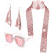 3 Pièces d'Accessoires de Disco Costume de Disco des Années 1970 Disco Ensemble de Bijoux Pour Femmes 70s Fringes Collier Boucles d’oreilles Lunettes de Soleil Carrées en Strass Fête d'anniversaire