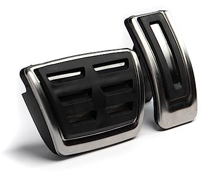 Shop4EV Pedalkappen Pedale Gaspedal Bremspedal Aluminuiumoptik Abdeckung Fußstütz Kompatibel für VW Volkswagen ID.3 ID.4 ID.5 Cupra Born Skoda Enyaq Audi Q4 Alu