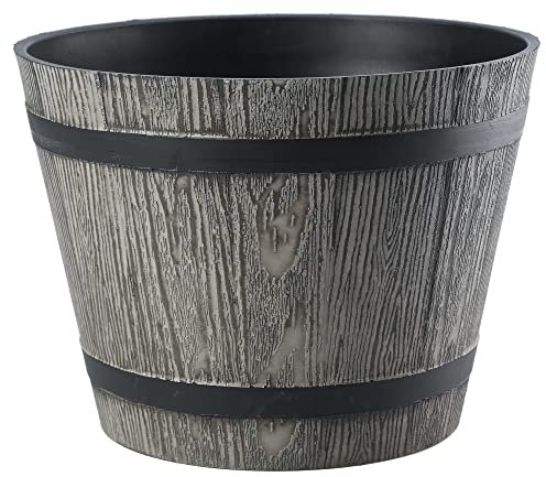 VERDENIA Madera Blumentopf Leichter Blumenkübel Balkonblumentopf Dekorativer Topf für Pflanzen für Innen und Außenbereich Pflanztopf aus Kunststoff 40cm 21574 Dunkelgrau