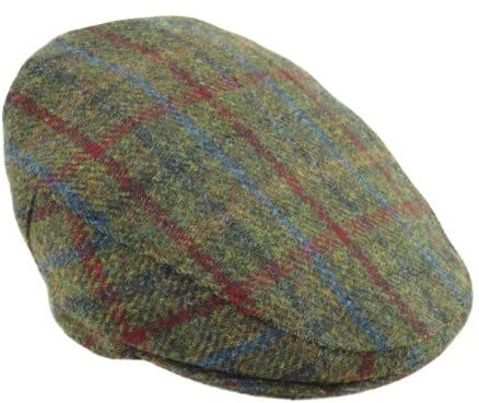 Glen Appin Harris Tweed County Cap für Herren, Einheitsgröße, Geburtstagsgeschenk (passend für M bis L), Grün, kariert, Einheitsgröße