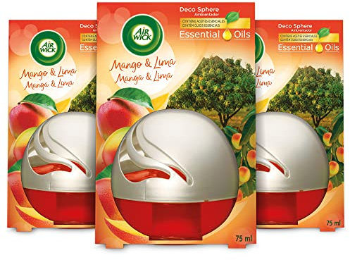 Air Wick Decosphere - Ambientador Casa Para Baño, Con Aroma A Mango Y Lima - Pack De 3
