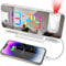 zerotop Projection Alarm Clock Digital Clock with 180° Projector, 7.4 LED RGB Color Mirror Display, 5-Level Brightness Dimmer, USB Charger, Snooze,12/24H, Digital Alarm Clock for Bedroom Bedside
