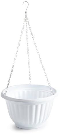CABLEPELADO Macetero Colgante de plástico, Maceta Colgante, Cesto Colgante, Jardinera Colgante, Macetero suspendido, Canasta Colgante para Plantas, Diámetro Superior: 25 cm, Plástico (Blanco)