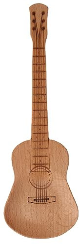 PEPKICN Guitar Shape Rockin Wooden Novelty Spatula Salad Server 10.5-inch for Flipping Cooking Gift for Music Enthusiasts (Acoustic Guitar)
