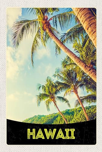 Blechschild 18x12 cm Hawaii Insel Strand Palmen Meer Wand Deko Bar Kneipe Sammler Geschenk