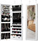 COSTWAY LED Lights Jewelry Cabinet, Door Hanging/Wall Mounted Jewelry Armoire with Full Length Mirror, Lockable Makeup Cosmetics Jewellery Organiser Storage Unit Gift for Bedroom Dressing Room (White)