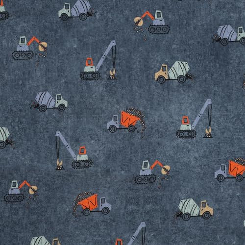 VmG-Store 1m Baumwollstoff zum Nähen 100% Baumwolle Nähstoff KEINE Meterware Kinderstoff Patchwork DIY Basteln Quilten Handwerken (Baufharzeuge Bc004)