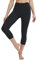baleaf 7/8 Caprihose Damen Yogahose high Waist 3/4 Sportleggings Taschen Sporthose Capri Leggings Gym Schwarz XL