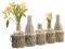 Lot de 5 vases en verre en forme de bouteille avec cordon en papier - Centre de table - Décoration de table - Vase à fleurs - Vase avec support