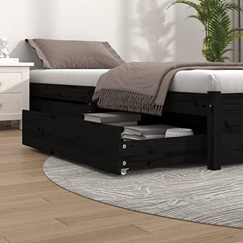 LAPOOH Bettschubladen 2 STK Bettkasten, Unterbettkommode, Unterbett Aufbewahrungsbox, Unterbett Aufbewahrung, Aufbewahrungstasche Für Bettdecken, Schwarz Massivholz Kiefer