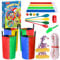 Caydo Sports Day Kit Outdoor Games - Potato Sack Race Bags, Egg Spoon Relay, 3 Legged Race Bands, Tug of War Rope, Medals - Fun Garden Games for Kids and Adults