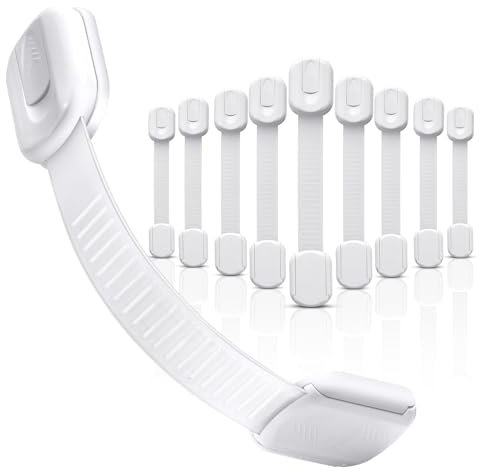 Bloc Porte Securite Bebe 10 Pièces, Bloque Tiroir Placards Loquets et Frigo Securite Placard Enfant Protection Bebe Maison, Adhésif Extra Fort, sans Perçage (10 PCS)