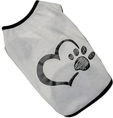 COLLBATH Haustierweste Mit Herz-fußabdruck-Muster Bequeme Sommerkleidung Für Kleine Hunde Party-Outfit Mit Angenehmer Textur
