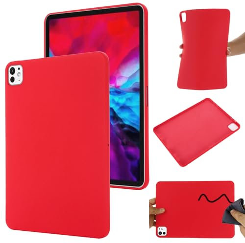 Funda Compatible con Apple iPad Pro 11 (2024), Carcasa Silicona Apple iPad Pro 11 (2024) Suave Gel Rasguño y Resistente Teléfono Móvil Cover, Funda para Apple iPad Pro 11 (2024) (Rojo)