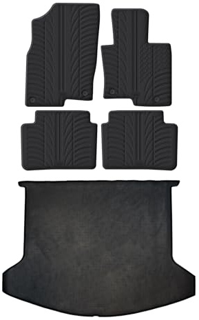 Travall Rubber Boot Mats & Car Mats Bundle compatible with Mazda CX-5 (2016-Current) Heavy Duty Floor Mats Moulded Premium Mats Easy Clean Black with Clips - Anti Slip All-Weather Protection