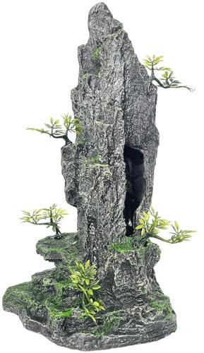 VMCN Aquarium Decoration Large and Tall for Fish Tank Rock Thematic Ornaments Aquarium Mountain View Stone Ornaments Aquarium Decor Tree House Cave Fish Tank Landscape - Extra Large