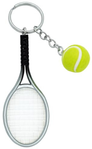Moydolo Niedlicher Mini Tennisschläger Schlüsselanhänger mit Tennisball Schlüsselanhänger Anhänger Geschenke, Farblich Sortiert