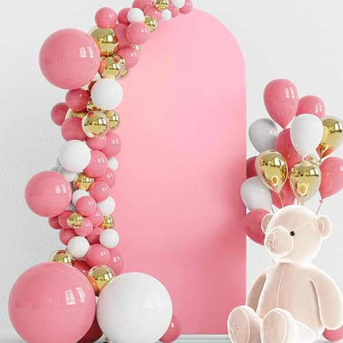 Bogen Hintergrund Abdeckung, Hochzeit Bogen Abdeckung 6FT, Bogen Stand Abdeckung, Bogen Abdeckung für Runde Top Backdrop Stand Abdeckungen für Hochzeit Geburtstag Party Dekoration (Rosa)
