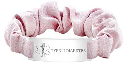 Tobestu Typ 2 Diabetes Medizinisches Armband - Schweres Satin Organza Gesundheitsalarm Armbänder für Frauen - Notfall Gesundheitszustand ID Schmuck - YA5426