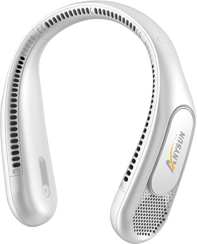 anysun Ventilateur Portable, Ventilateur de Poche Rechargeable de cou Sans Pales, 6000 mAh, 3 Vitesses, Mini Ventilateur USB Cadeaux pour Hommes, Femmes, Voyages, Extérieur