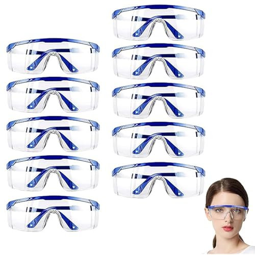 10 Stück Schutzbrille Arbeitsschutzbrille,Schutzbrille Schutzbrille für Brillenträger Schutzbrillen Arbeitsschutzbrille für Brillenträger Schutzbrillen Arbeitsschutz,für Kinder Herren Damen(blaue)