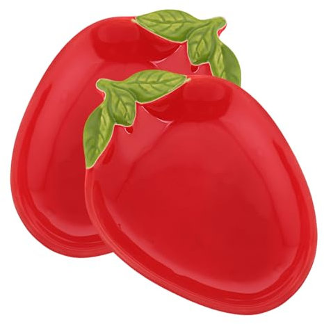 Hemobllo 2pièces Assiette Céramique Forme De Fraise Pour Sauces Fruits Et Apéritifs Vaisselle Élégante Et Fonctionnelle Pour Dîner Et Réceptions