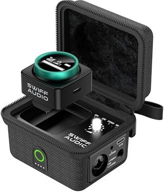 Wireless In Ear Überwachungssystem, 5,8 GHz Stereo In-Ear Überwachungssystem mit LED Display Empfänger und Ladeboxensender, Eingebautes CUE Mikrofon, Design
