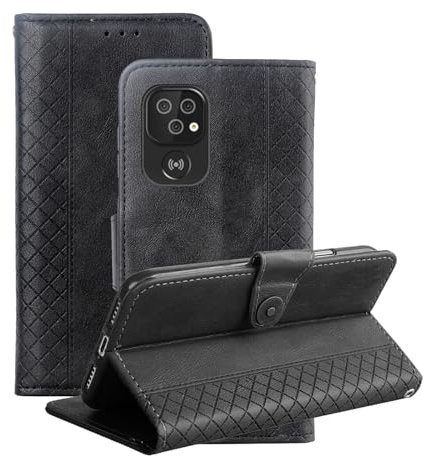 CONAPIKA Coque pour Doro 8100/8100 Plus/8200, avec Carte Fente + Support, Premium Cuir PU et TPU Silicone Fermeture magnétique Etui Portefeuille Antichoc Housse, Noir