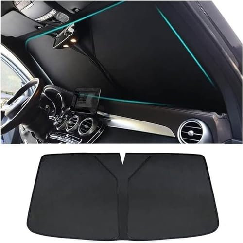 MaKeMoney Parasol De Coche Delantero para V-W Golf 7 2013-2023, Parasol Plegable Protección UV Protector Auto Accesorios,A/Black