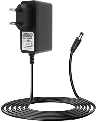 Trasformatore di Alimentazione 24V 1A 24W Adattatore AC 100-240V a DC 24V 1A, Jack 5,5mm x 2,1mm Cavo 1m Adatto per Strisce LED Telecamere Router Dispositivi Audio Pistole Massaggianti e Altro
