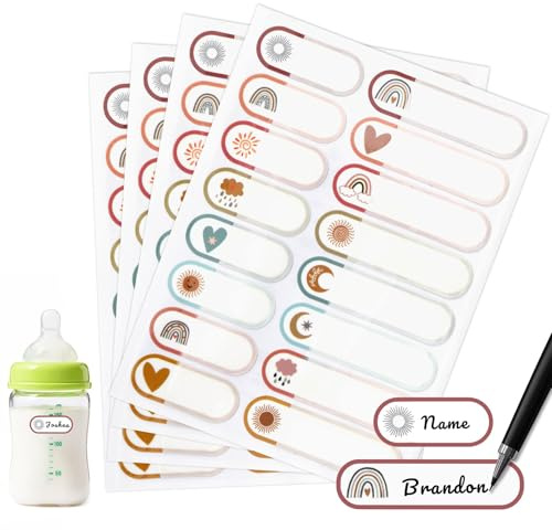 320 PCS Waterproof Name Stickers for Water Bottles & Kids Stuff Reusable Dishwasher-Safe Bottle Labels, Self-Laminating Write-On Name Tags for Daycare, School Essentials & Home Supplies,Weather