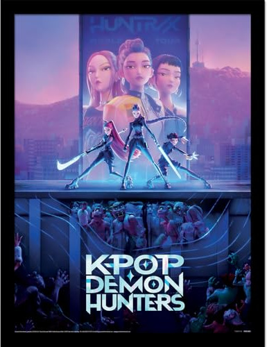 Pyramid International K-Pop Demon Hunters (Key Art) 30cm x 40cm Framed Collector Print – Dynamic K-Pop Wall Art Poster for Music Fans and Anime Collectors