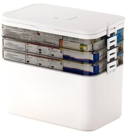 Jooehyer Home Medicine Box Multi-Layer Compartments Medicine Storage Box Portable Multifunction Emergency Medicine Portable Box C