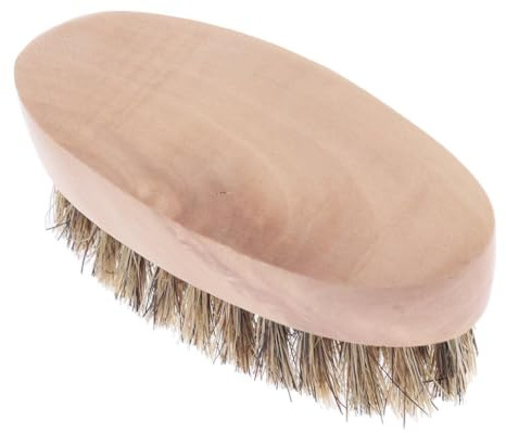 dijiusidy Elliptische Bartbürste glättet dickes, kurzes Haar mit ergonomischem Holzgriff. Geschenkidee für bärtige Männer. Bartbürste mit rundem Holzgriff.