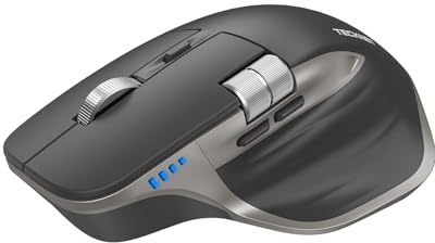 TECKNET Mouse Wireless Bluetooth con Rotella di Scorrimento Orizzontale | Connessione a 3 dispositivi (BT5.3/5.0+2.4G), Ricaricabile, 800-4800DPI, per PC/Tablet/Laptop/Computer/MacOS/Windows, Grigio