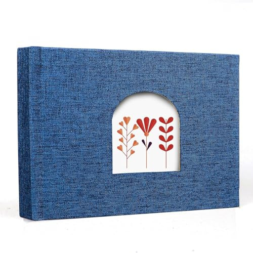 Fotoalbum Einsteckalbum, Leinen Fotoalbum mit Frontfenster, 36 Seiten Einsteckalbum 10x15cm, Photo Album für Hoch und Querformat Fotos Bilder, Aufbewahrung von Hochzeit, Postkarten, Reise (Blau)