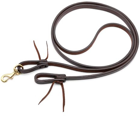 Jeffers LuxeLeather Heavy Oiled Roping Rein with Bolt Snap, 5/8 x 8' Western Harness Leather Horse Rein, Water Tie Bit Ends, Ranch Riding, Barrel Racing, Trail, Training Tack for Horses
