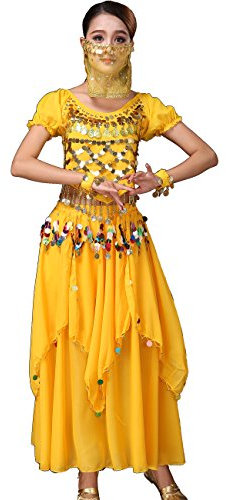 Astage Damen Tribal Röcke Bauchtanzkostüm Halloween Festival Partykleidung Gelb